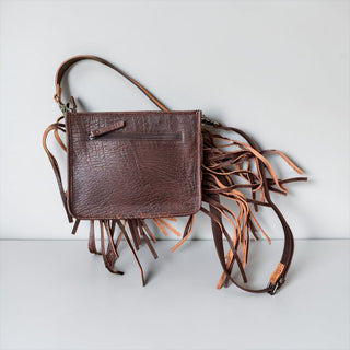 Cards fringe tooled leather crossbody bag