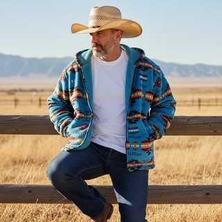 Blue aztec fleece Sherpa jacket