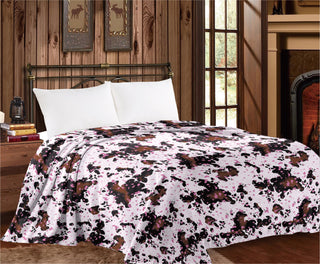 Pink acid wash Cow Print - King Mia Blanket