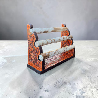 Tooled leather & cowhide bracelet display