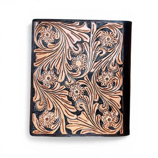 Aria tooled leather & cowhide planner