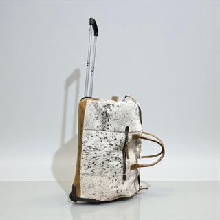 All cowhide rolling duffle bag