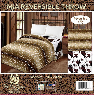 Reversible king Mia blanket - deer/cowprint