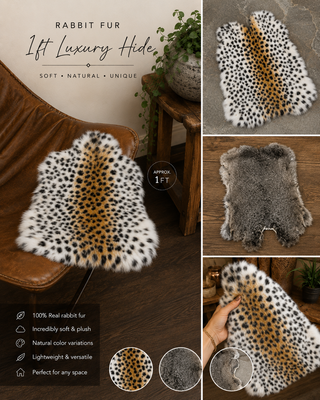Naturally spotted rabbit fur hide