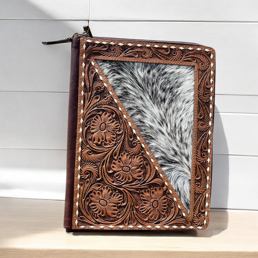 Lily cowhide &amp; tooled leather planner – Western Linens