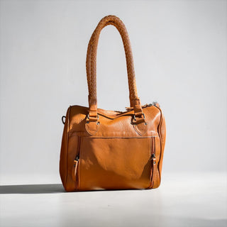 Mustard fringe leather handbag