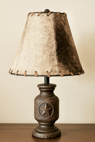 Small tan cowhide lampshade