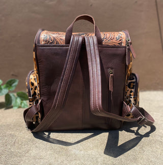 Leopard Print Cowhide Backpack