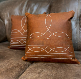 Leather Pillow - Boot Stitch 2pc set