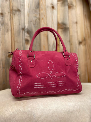 Hot Pink Leather Mini Duffle Suede Leather