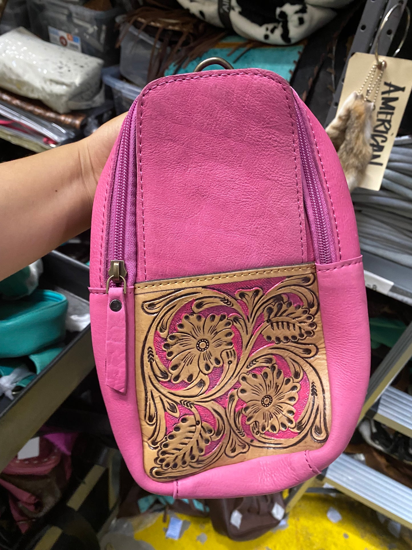 SW Pink Tooled Sling B $35