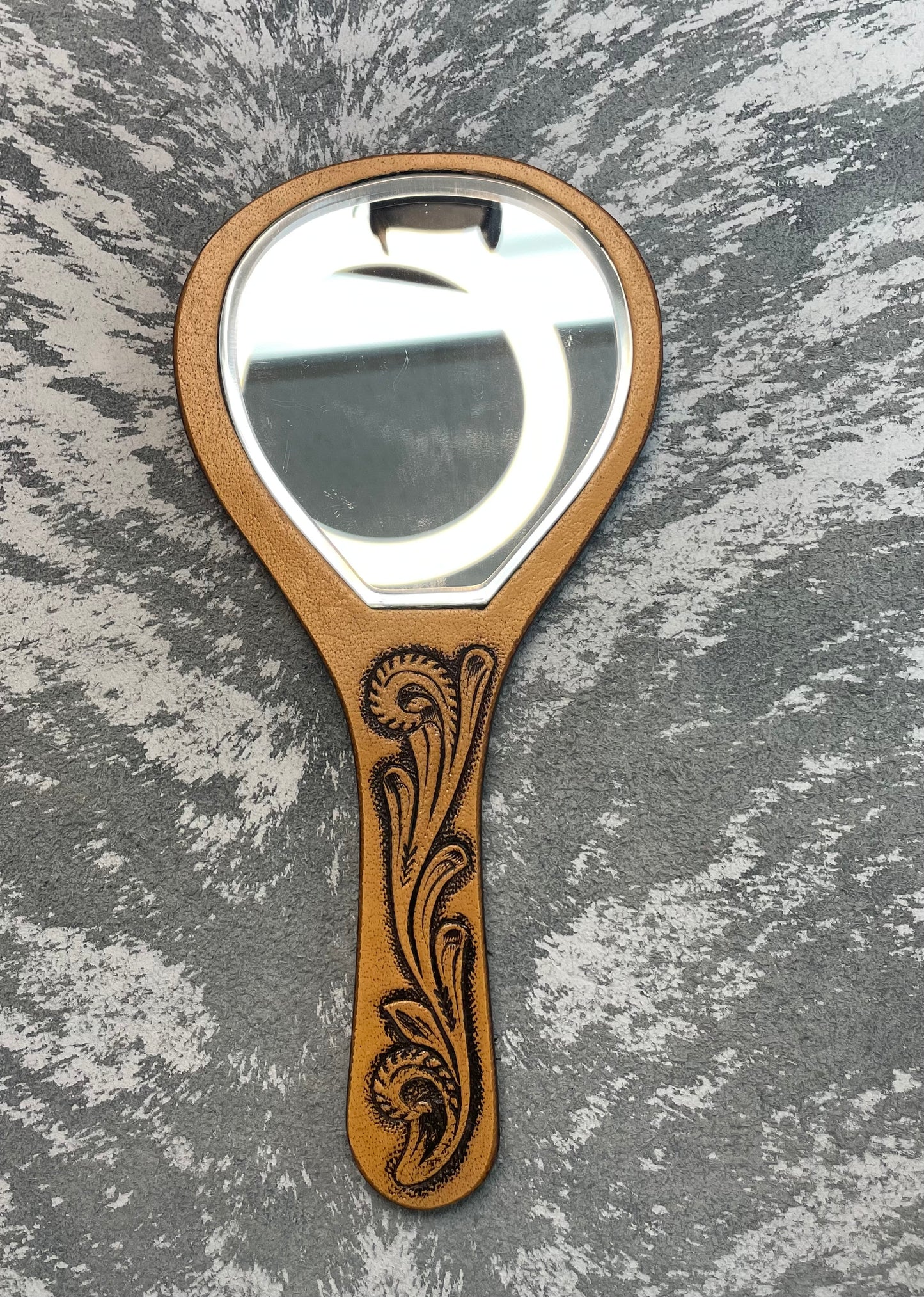 Tooled Leather Mirror
