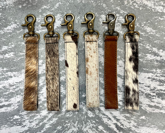 100% Brazilian Cowhide keychain with leather backing