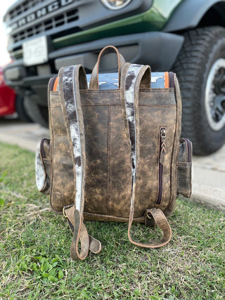 Ovni Tooled Leather & Cowhide Backpack   