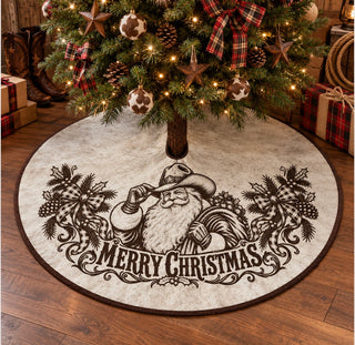 5x5ft engraved genuine cowhide tree skirt