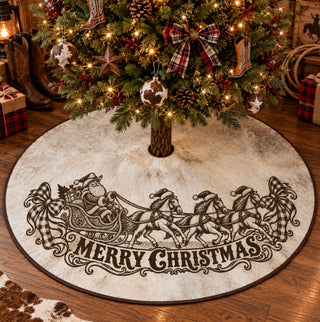 5x5ft engraved genuine cowhide tree skirt