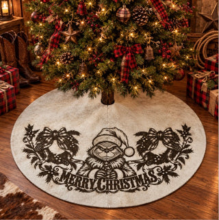 3.6x3.6ft Engraved genuine cowhide tree skirt