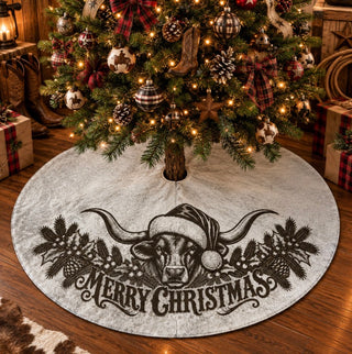 3.6x3.6ft engraved genuine cowhide tree skirt