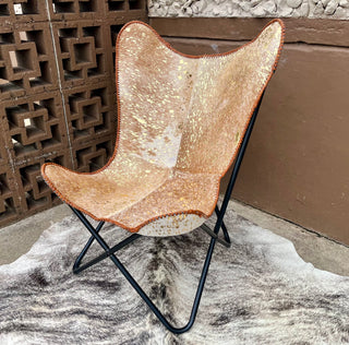 Gold Acid Wash Cowhide Butterfly Chair