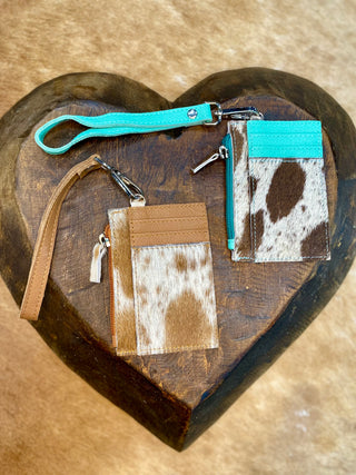 Cowhide Wristlet Credit Card Wallet