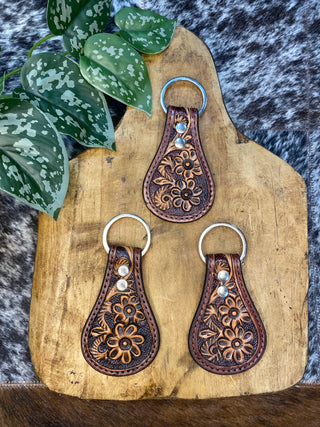 Hand Tooled Leather Keychain