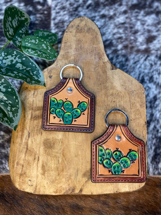 Cactus Leather Keychain