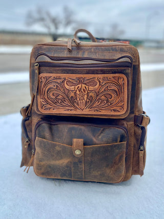 Longhorn Vintage Rustic Leather Backpack