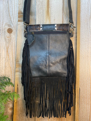 Lou Fringe Crossbody Black Leather