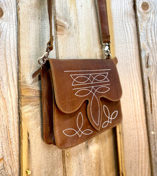 Billie Boot stitch Brown Leather Crossbody