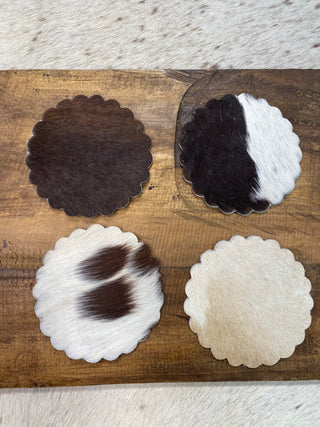 Cowhide Coaster 4pc Set