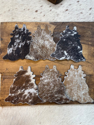 Distressed Cowhide Shape Coaster 4pc Set