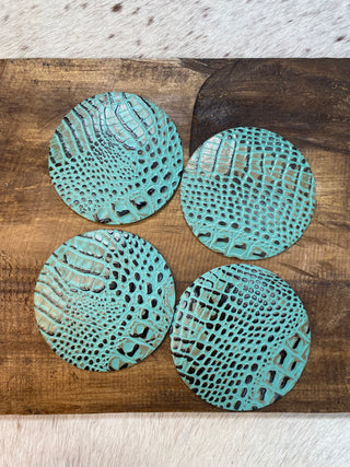 Turquoise Croc Coaster 4pc Set