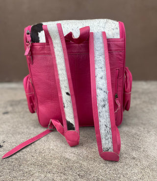 Tooled Pink Leather Backpack