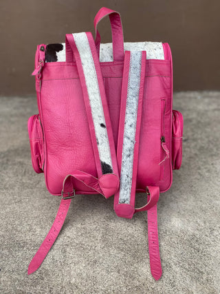 Tooled Pink Leather Backpack