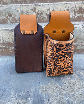 Tooled Leather Belt Koozie