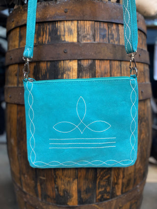 Turquoise Suede Leather Crossbody