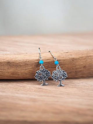 Western Mini Tree Silver Earrings