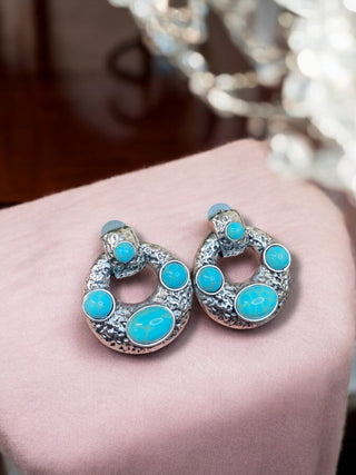 Vintage Navajo Turquoise Silver Earrings