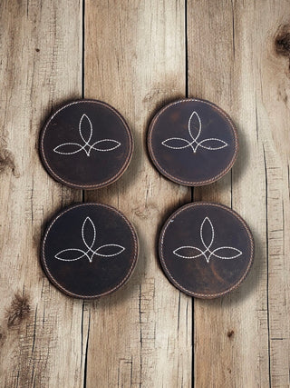 BootStitch Tooled Leather Coasters - 4pc 