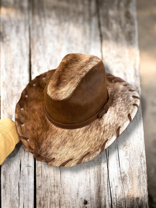 Western Tan Cowhide & Genuine Leather Hat