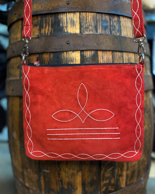 Red Suede Leather Crossbody