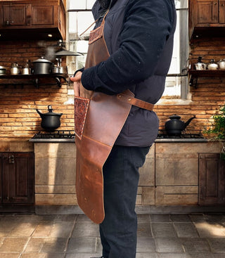 Apron Tooled Rustic Leather Unisex