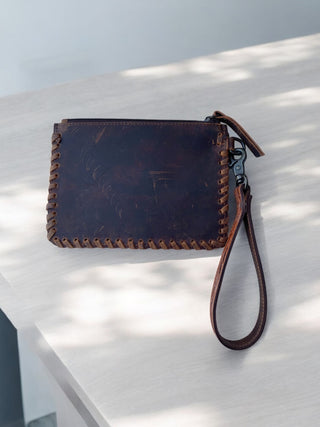 Cards Tooled Leather Wristlet