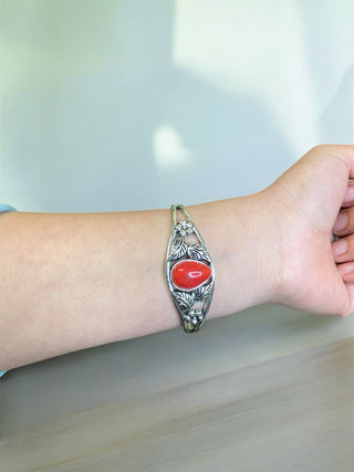 Western Red Stone Silver Bracelet