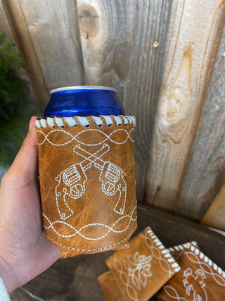 Tan Rockets Leather Koozie