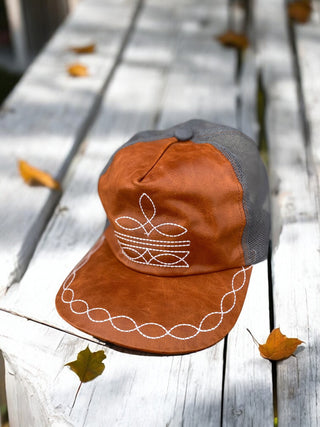 Tan Leather BootStitch Cap