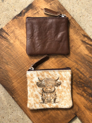 Baby Highland Cowhide Leather Coin Pouch