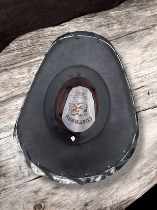 Western Black Cowhide & Genuine Leather Hat