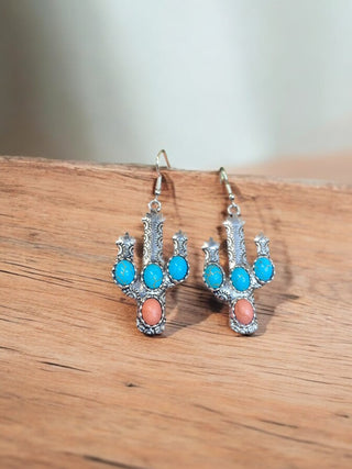 Cactus Vintage Turquoise Silver Earrings