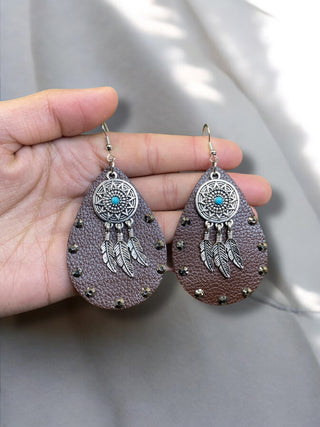 Aztec & Feathers Silver Earrings